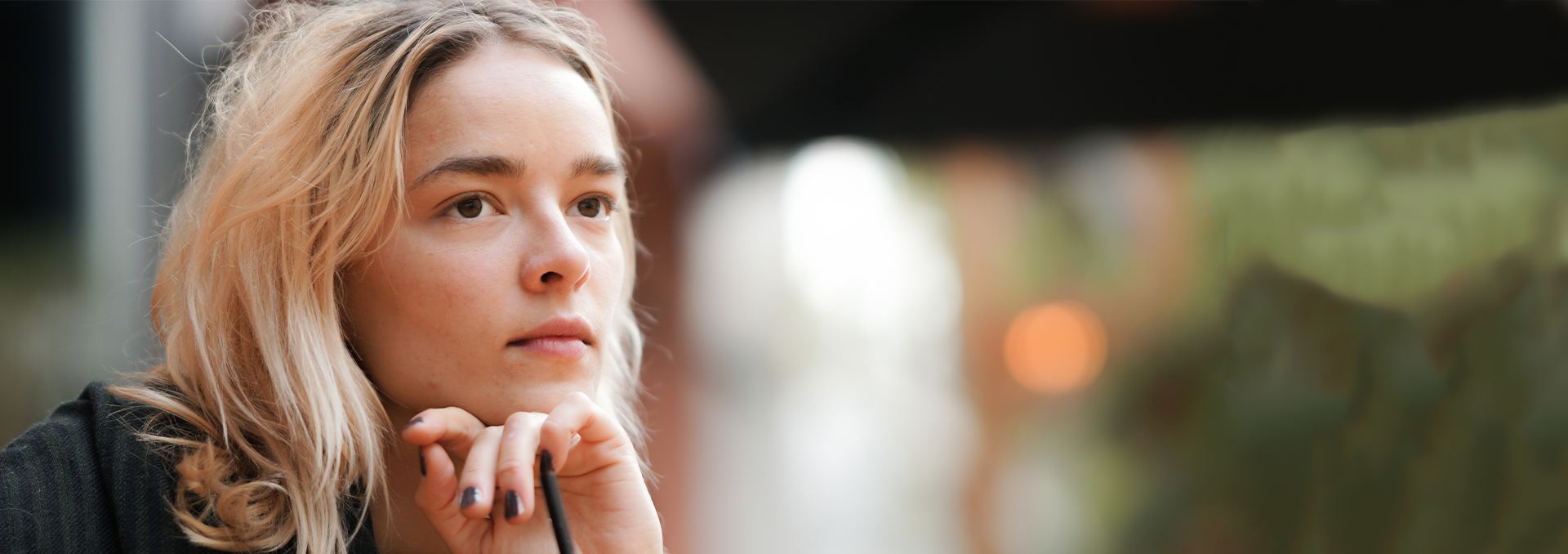 Woman thinking about STD testing